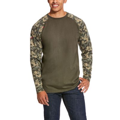 Ariat Work: FR Baseball Camisetas Hombre - Verde Oliva Camuflaje (AWUHX8695)